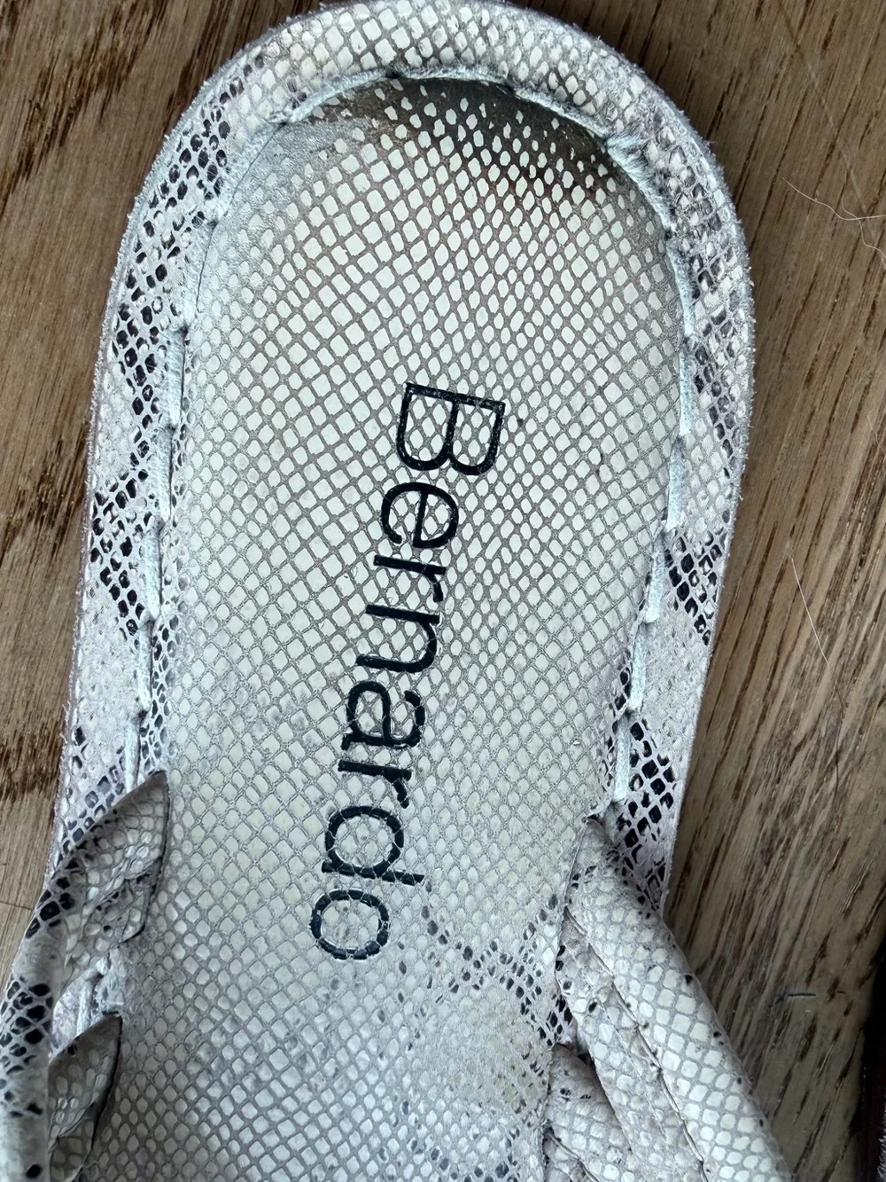 Bernardo Cream Snake-Print Flip Flop Sandals